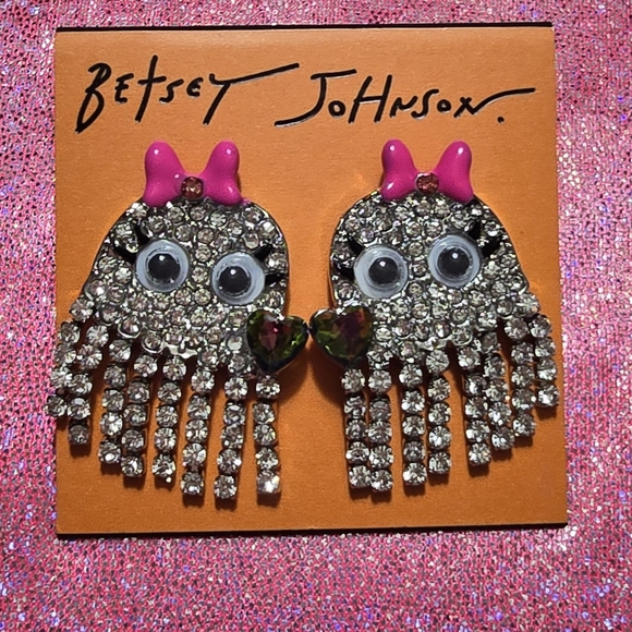 Betsey Johnson Ghost Fringe drop earrings! NWT! - Picture 7 of 9